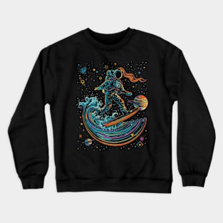 Astronaut Surfing | Sci-Fi Space | Cool Trippy Astronaut Crewneck Sweatshirt